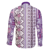 Hawaii Makahiki Turtle Family Matching Puletasi and Hawaiian Shirt Violet Tapa Pattern - Polynesian Pride