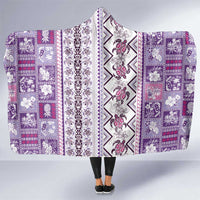 Hawaii Makahiki Turtle Hooded Blanket Violet Tapa Pattern - Polynesian Pride