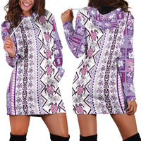 Hawaii Makahiki Turtle Hoodie Dress Violet Tapa Pattern - Polynesian Pride