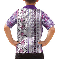 Hawaii Makahiki Turtle Kid Hawaiian Shirt Violet Tapa Pattern - Polynesian Pride