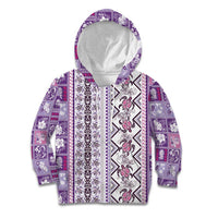 Hawaii Makahiki Turtle Kid Hoodie Violet Tapa Pattern - Polynesian Pride