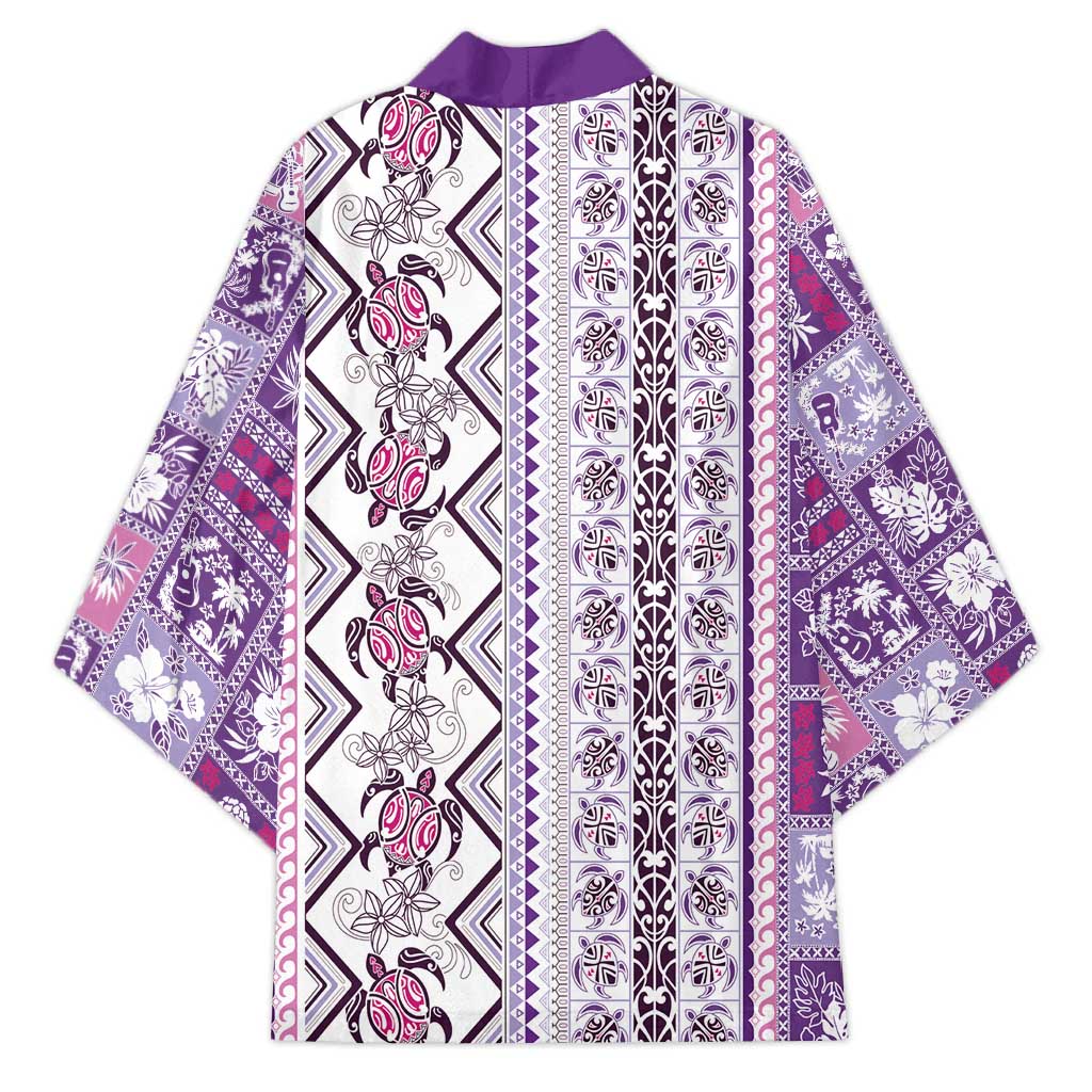 Hawaii Makahiki Turtle Kimono Violet Tapa Pattern - Polynesian Pride