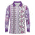 Hawaii Makahiki Turtle Long Sleeve Polo Shirt Violet Tapa Pattern - Polynesian Pride