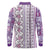 Hawaii Makahiki Turtle Long Sleeve Polo Shirt Violet Tapa Pattern - Polynesian Pride