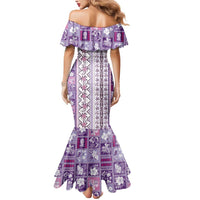 Hawaii Makahiki Turtle Mermaid Dress Violet Tapa Pattern - Polynesian Pride