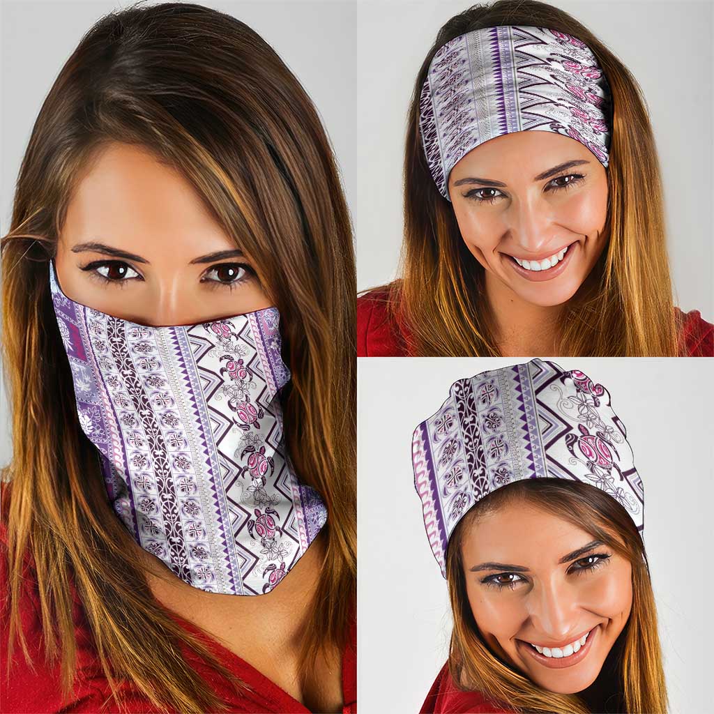 Hawaii Makahiki Turtle Neck Gaiter Violet Tapa Pattern - Polynesian Pride