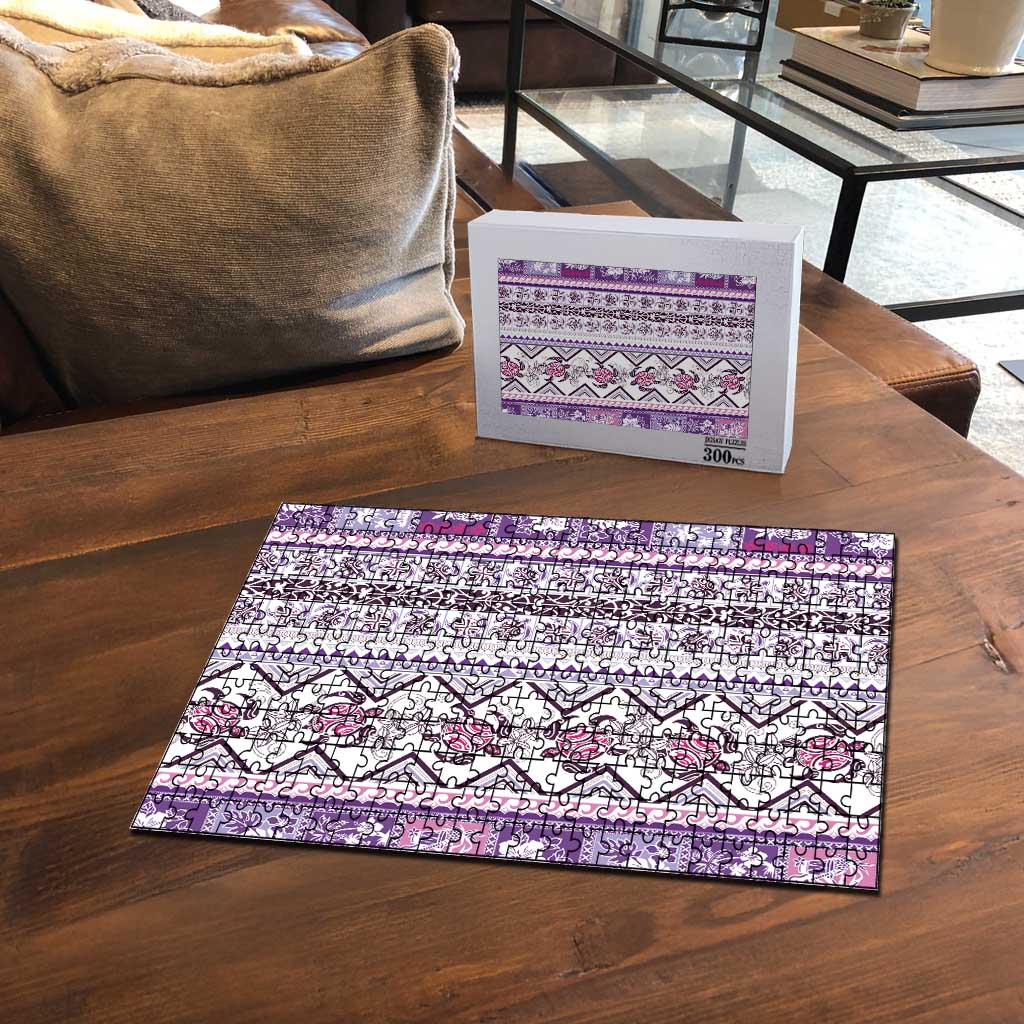 Hawaii Makahiki Turtle Puzzle Violet Tapa Pattern - Polynesian Pride