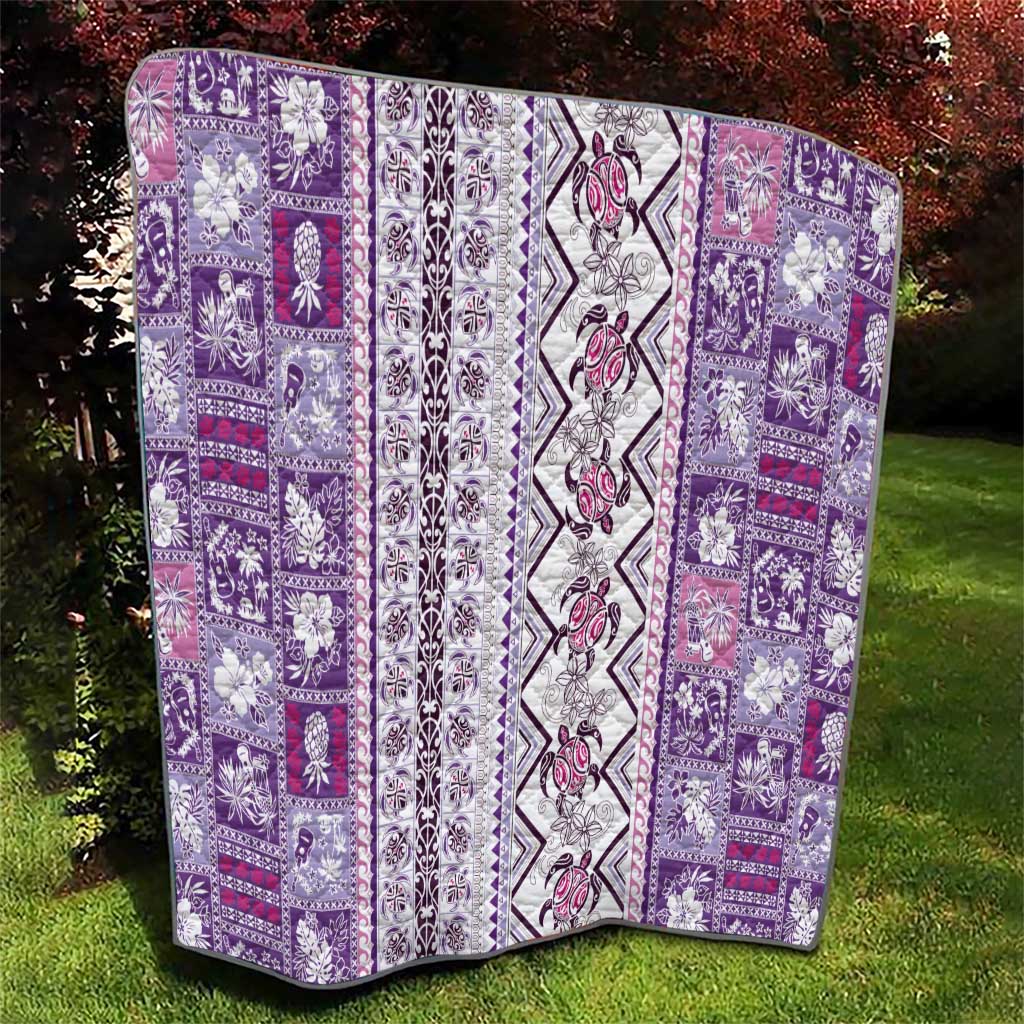 Hawaii Makahiki Turtle Quilt Violet Tapa Pattern - Polynesian Pride