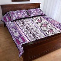 Hawaii Makahiki Turtle Quilt Bed Set Violet Tapa Pattern - Polynesian Pride