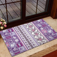 Hawaii Makahiki Turtle Rubber Doormat Violet Tapa Pattern - Polynesian Pride