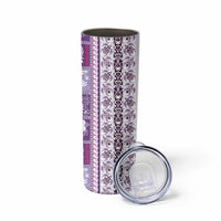Hawaii Makahiki Turtle Skinny Tumbler Violet Tapa Pattern - Polynesian Pride