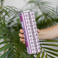 Hawaii Makahiki Turtle Skinny Tumbler Violet Tapa Pattern - Polynesian Pride