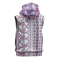 Hawaii Makahiki Turtle Sleeveless Zip Hoodie Violet Tapa Pattern - Polynesian Pride