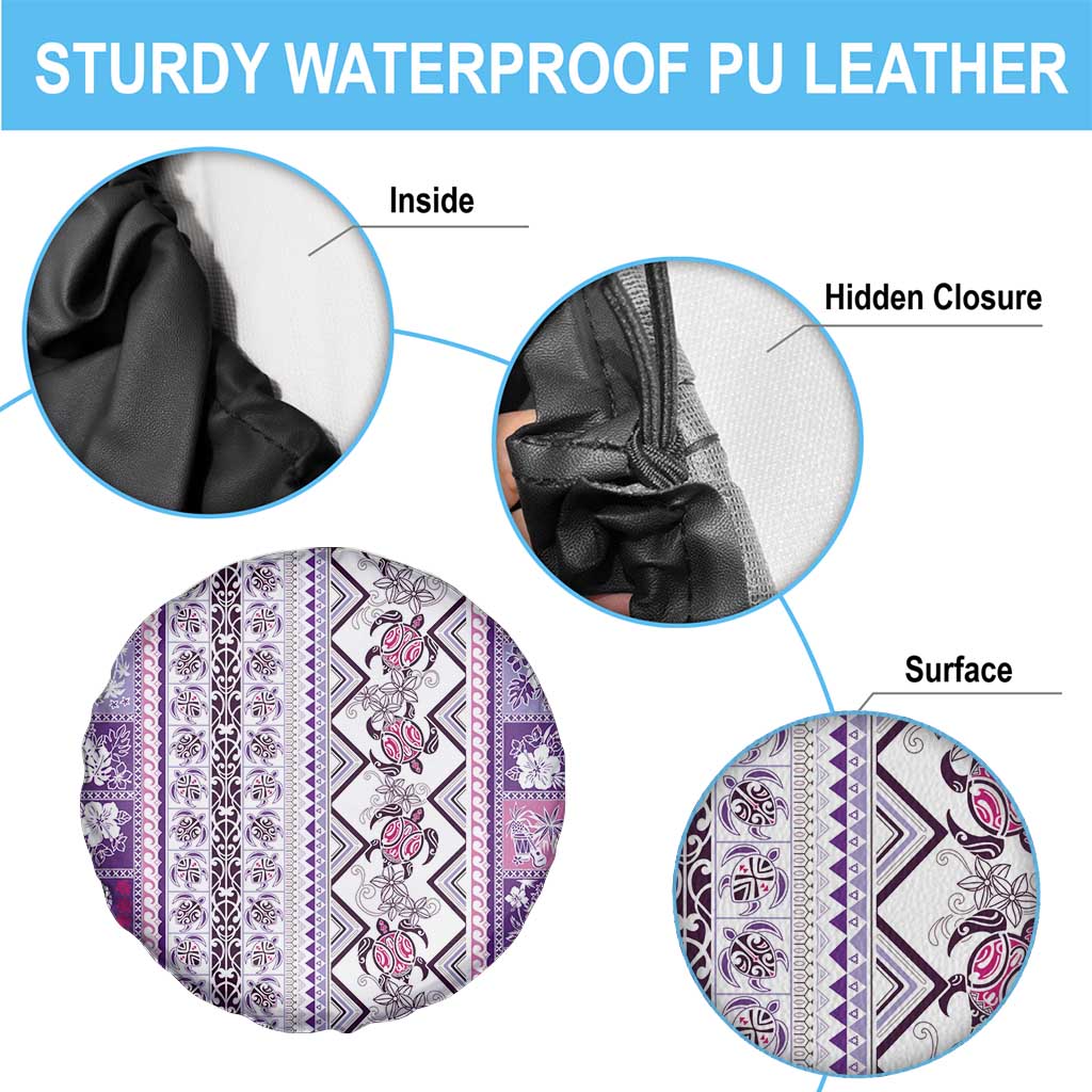 Hawaii Makahiki Turtle Spare Tire Cover Violet Tapa Pattern - Polynesian Pride