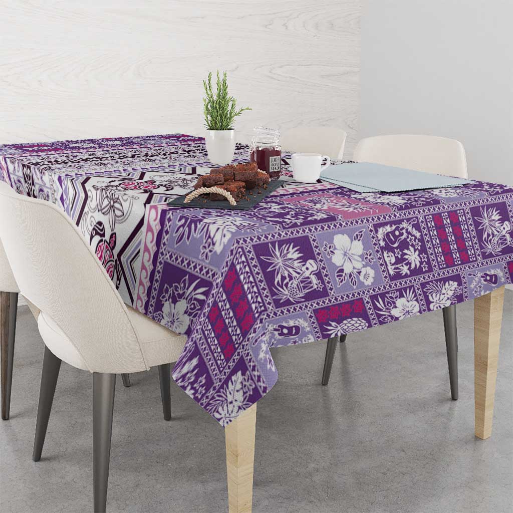 Hawaii Makahiki Turtle Tablecloth Violet Tapa Pattern - Polynesian Pride