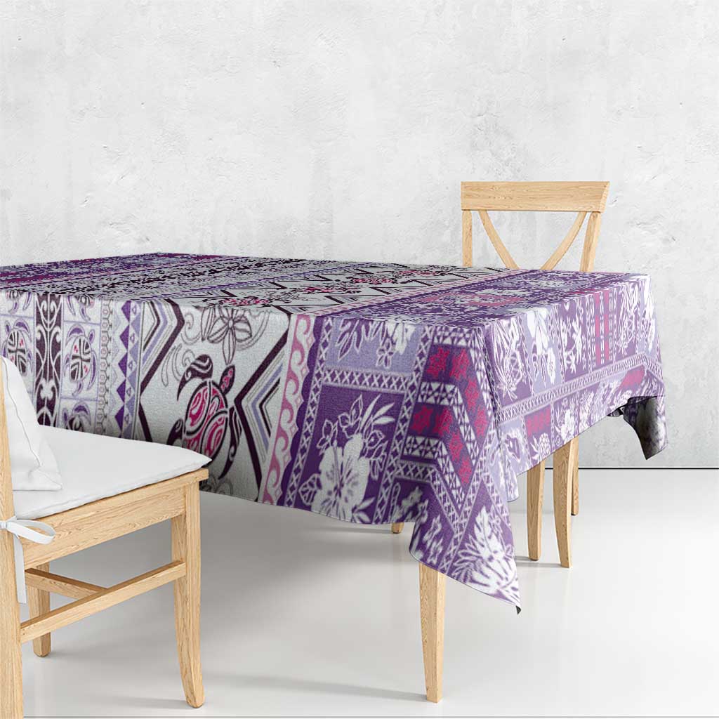 Hawaii Makahiki Turtle Tablecloth Violet Tapa Pattern - Polynesian Pride