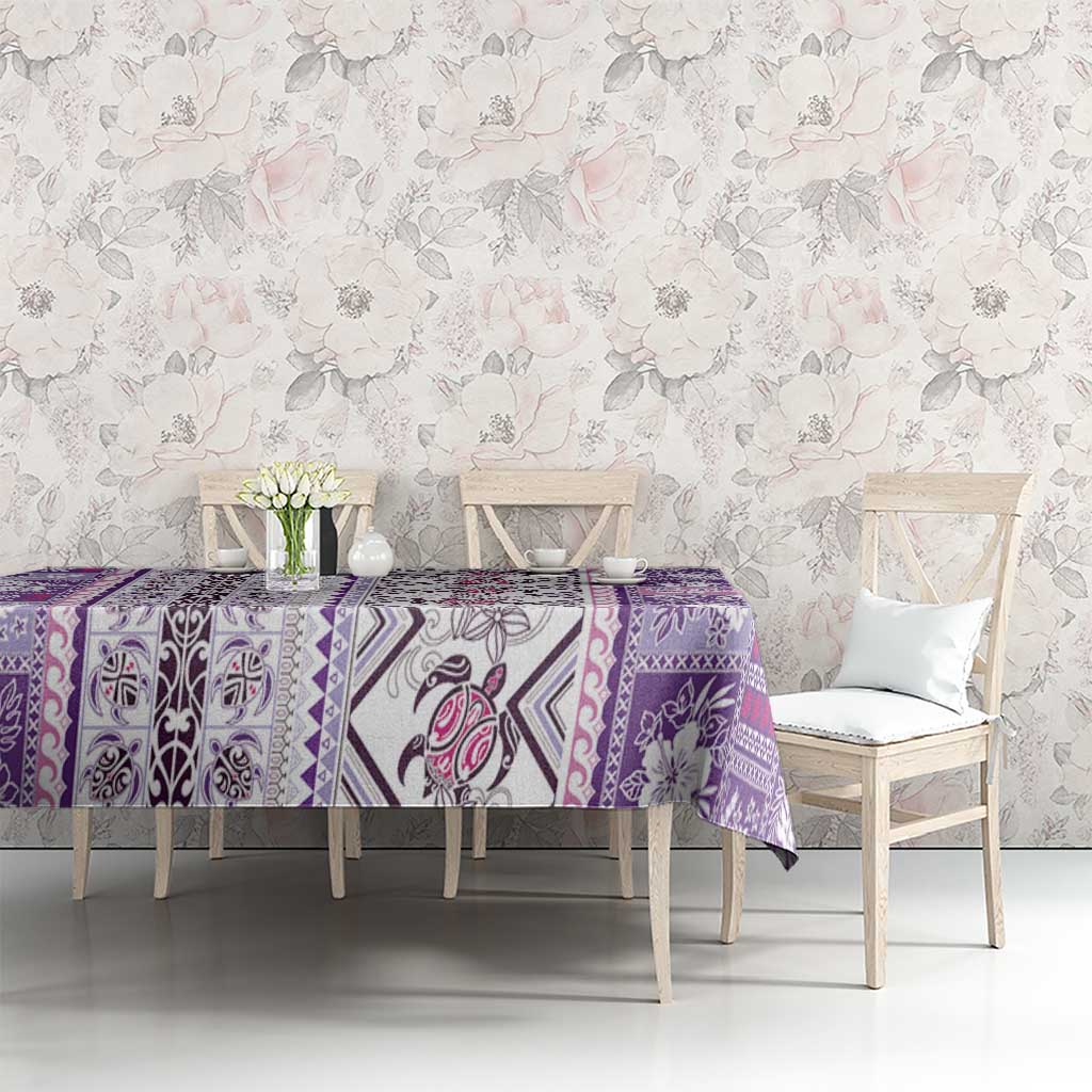 Hawaii Makahiki Turtle Tablecloth Violet Tapa Pattern - Polynesian Pride