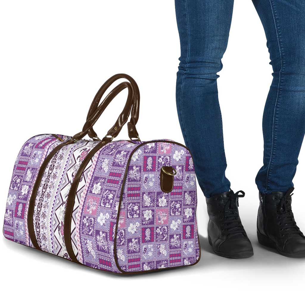 Hawaii Makahiki Turtle Travel Bag Violet Tapa Pattern - Polynesian Pride
