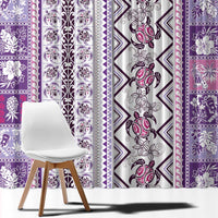 Hawaii Makahiki Turtle Window Curtain Violet Tapa Pattern - Polynesian Pride