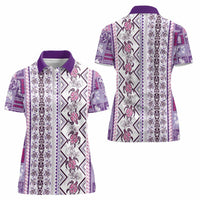 Hawaii Makahiki Turtle Women Polo Shirt Violet Tapa Pattern - Polynesian Pride