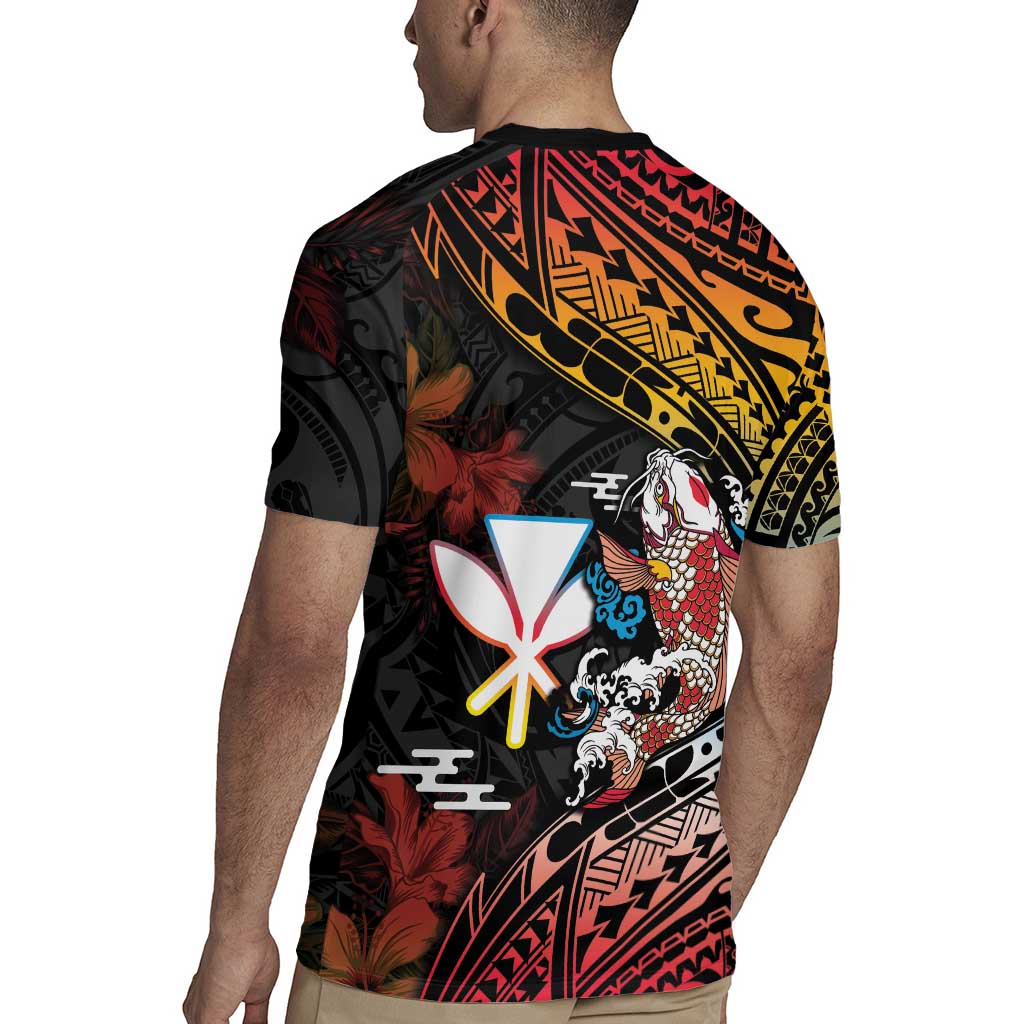 Hawaii And Japan Rugby Jersey Koi Fish With Kanaka Maoli