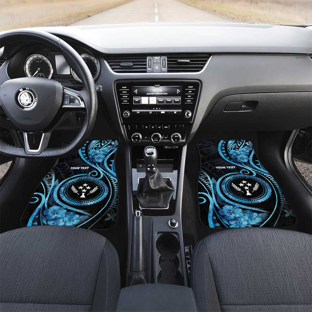 Kosrae Constitution Day Car Mats Ocean Floral Pattern LT05 Set 2pcs - Front Black - Polynesian Pride