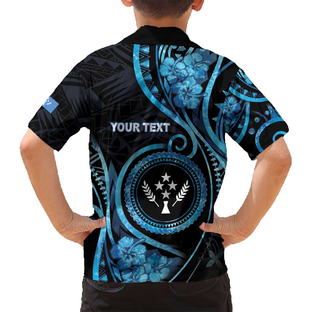 Personalised Kosrae Constitution Day Family Matching Off Shoulder Short Dress and Hawaiian Shirt Ocean Floral Pattern