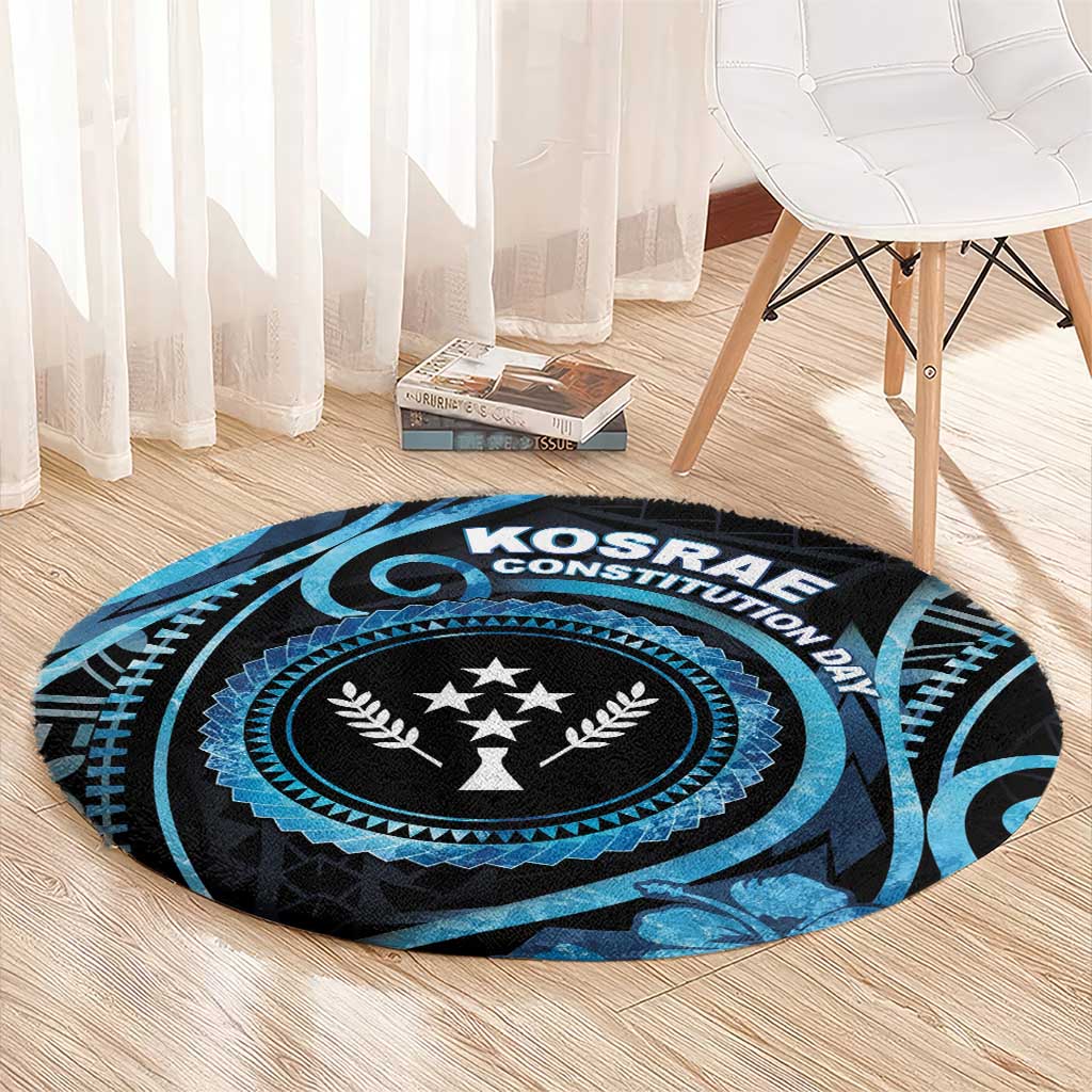 Kosrae Constitution Day Round Carpet Ocean Floral Pattern