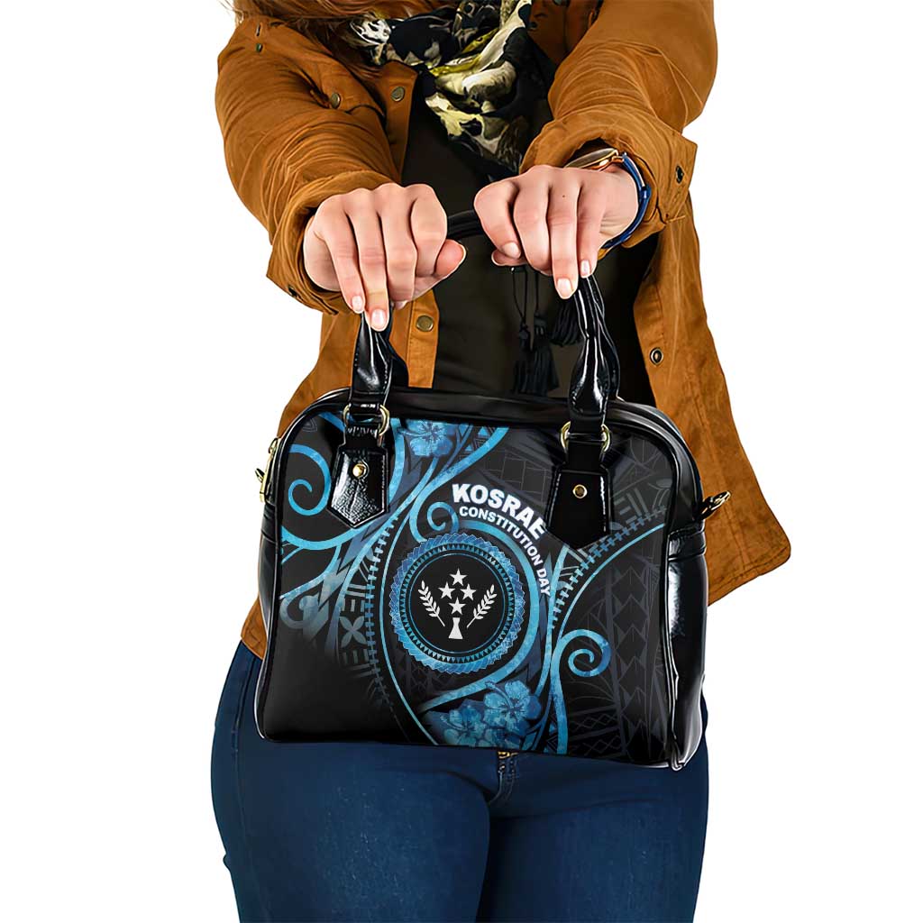 Kosrae Constitution Day Shoulder Handbag Ocean Floral Pattern LT05 One Size Black - Polynesian Pride