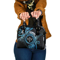 Kosrae Constitution Day Shoulder Handbag Ocean Floral Pattern LT05 One Size Black - Polynesian Pride