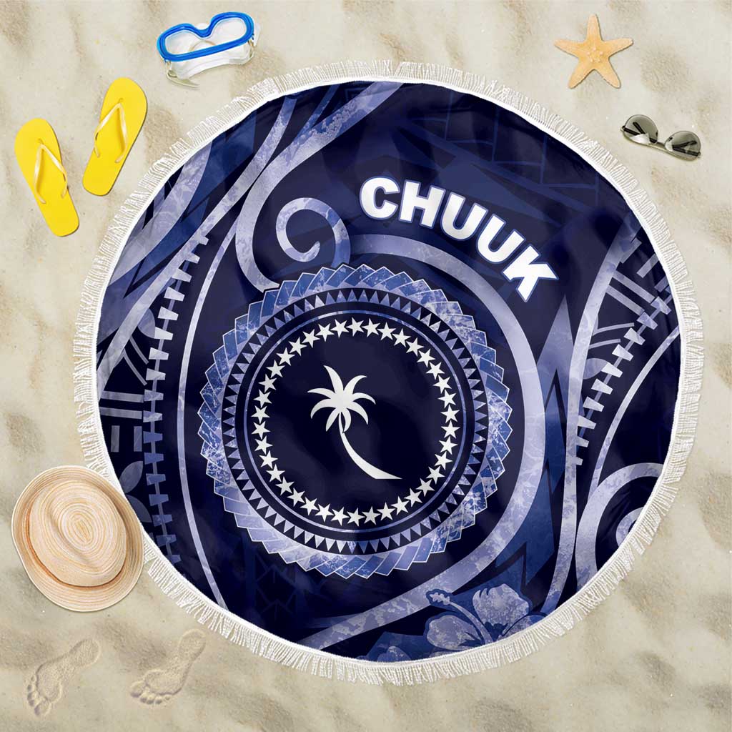 FSM Chuuk Beach Blanket Ocean Floral Pattern LT05 One Size 150cm Navy - Polynesian Pride