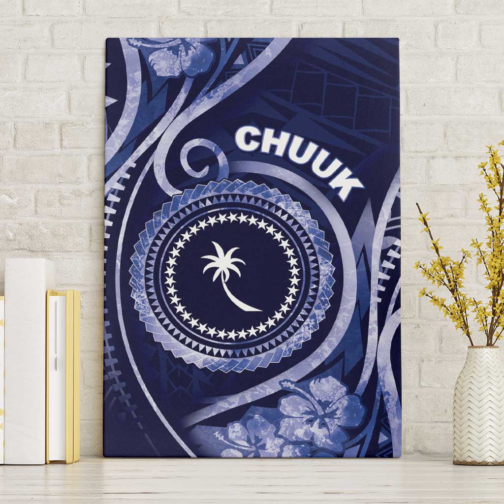 FSM Chuuk Canvas Wall Art Ocean Floral Pattern LT05 Without Frame Navy - Polynesian Pride