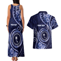 Personalised FSM Chuuk Couples Matching Tank Maxi Dress and Hawaiian Shirt Ocean Floral Pattern