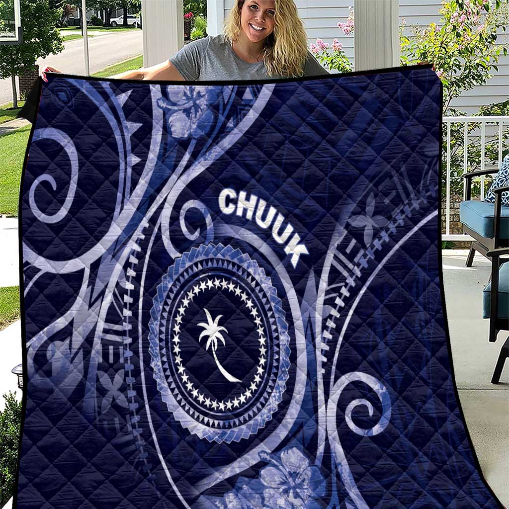 FSM Chuuk Quilt Ocean Floral Pattern LT05 Navy - Polynesian Pride