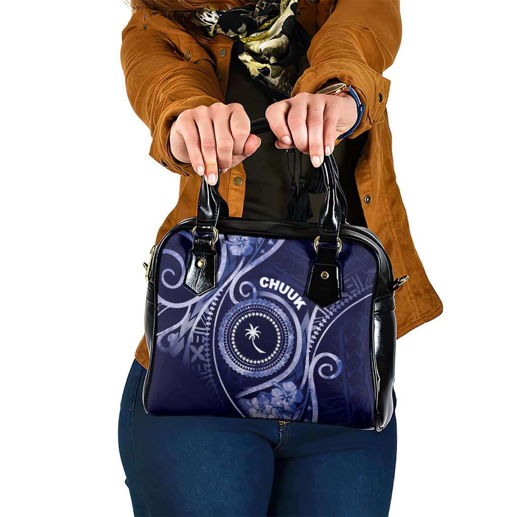 FSM Chuuk Shoulder Handbag Ocean Floral Pattern LT05 One Size Navy - Polynesian Pride
