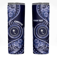 Personalised FSM Chuuk Skinny Tumbler Ocean Floral Pattern LT05 Navy - Polynesian Pride