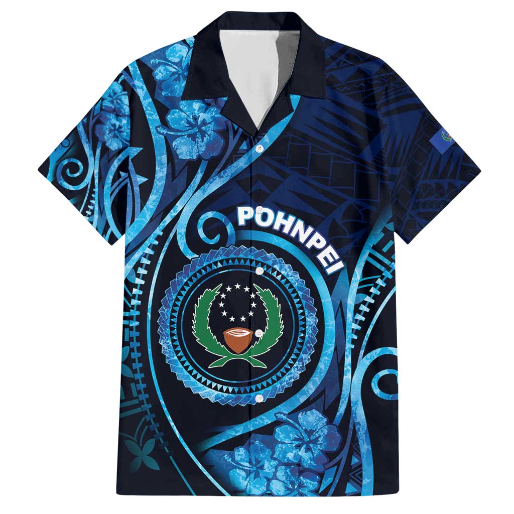 Personalised FSM Pohnpei Hawaiian Shirt Ocean Floral Pattern LT05 Blue - Polynesian Pride