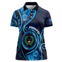 Personalised FSM Pohnpei Women Polo Shirt Ocean Floral Pattern