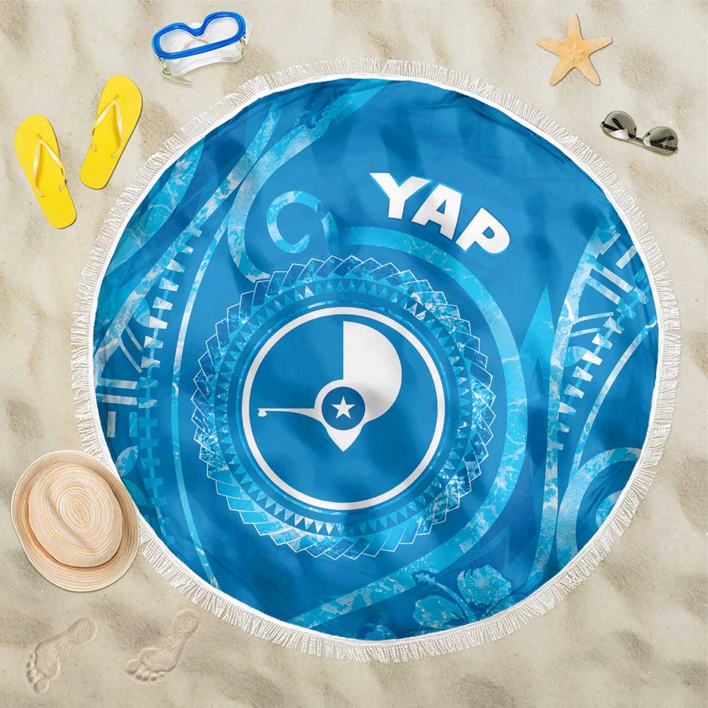 FSM Yap Beach Blanket Ocean Floral Pattern LT05 One Size 150cm Blue - Polynesian Pride