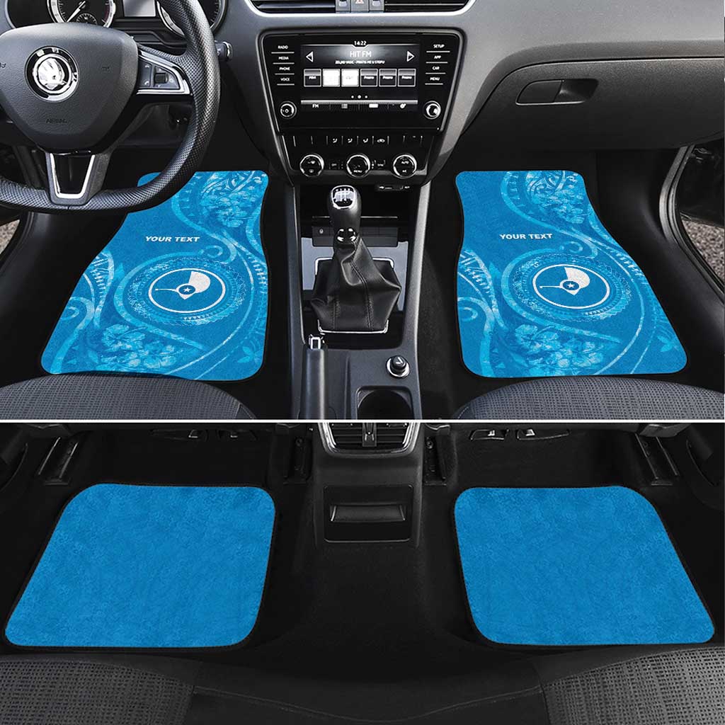FSM Yap Car Mats Ocean Floral Pattern LT05 Set 4pcs Blue - Polynesian Pride