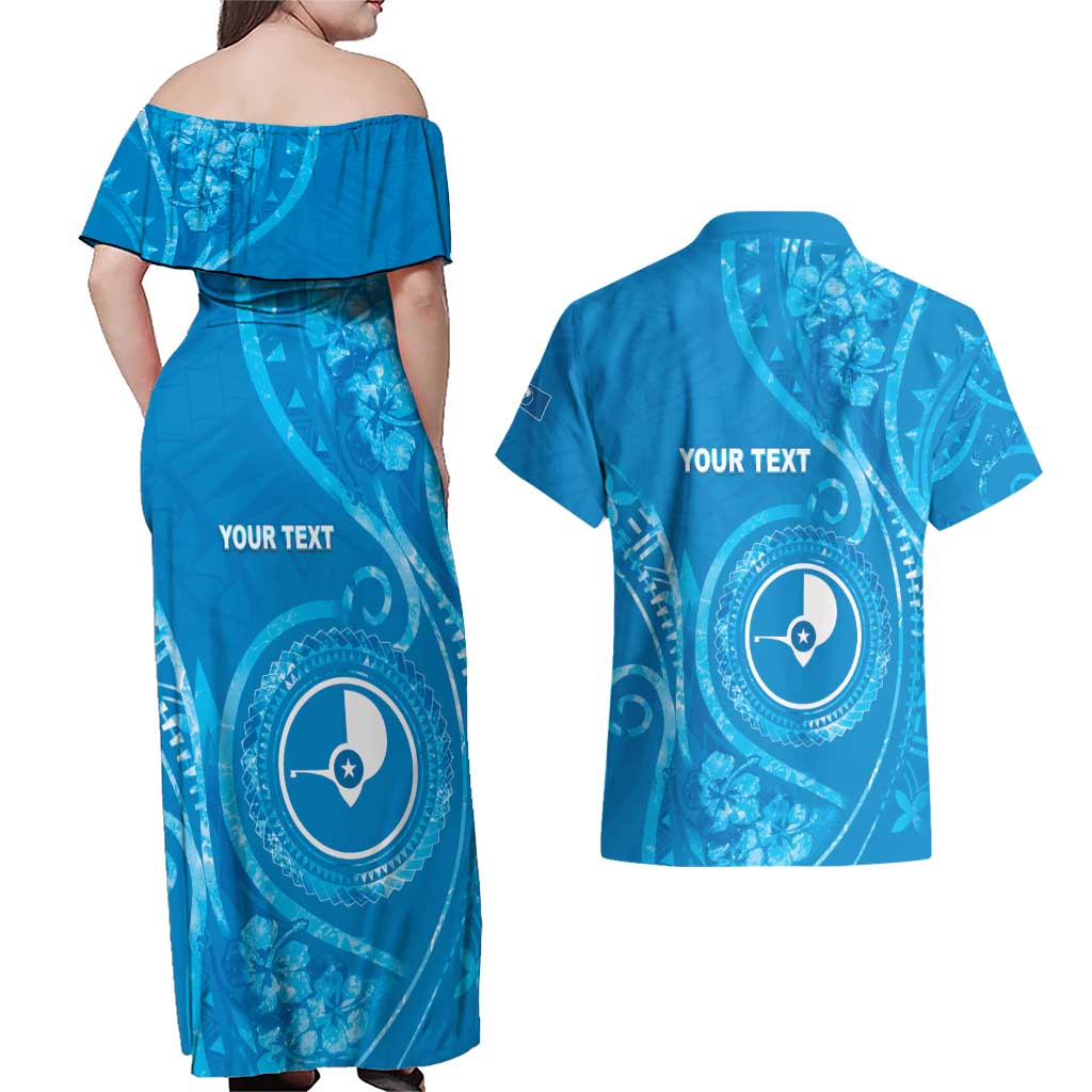 Personalised FSM Yap Couples Matching Off Shoulder Maxi Dress and Hawaiian Shirt Ocean Floral Pattern