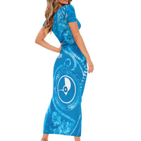 Personalised FSM Yap Family Matching Short Sleeve Bodycon Dress and Hawaiian Shirt Ocean Floral Pattern