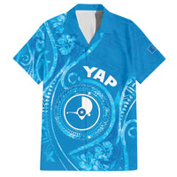 Personalised FSM Yap Family Matching Summer Maxi Dress and Hawaiian Shirt Ocean Floral Pattern LT05 Dad's Shirt - Short Sleeve Blue - Polynesian Pride
