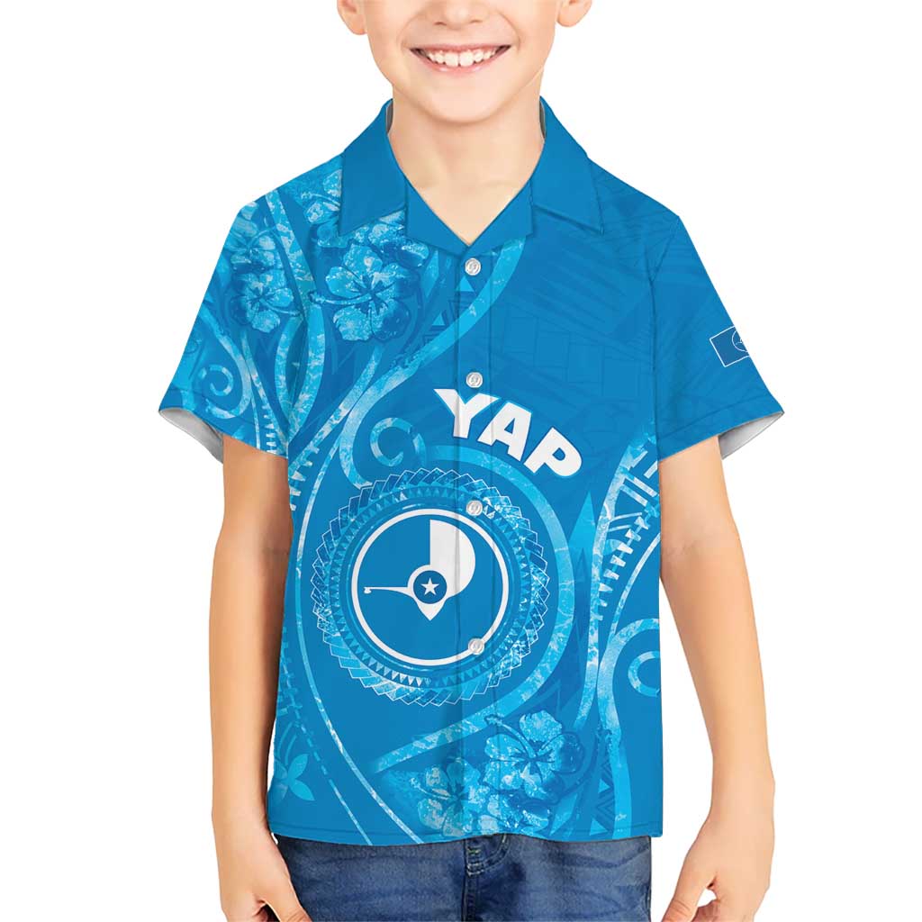 Personalised FSM Yap Kid Hawaiian Shirt Ocean Floral Pattern LT05 Kid Blue - Polynesian Pride