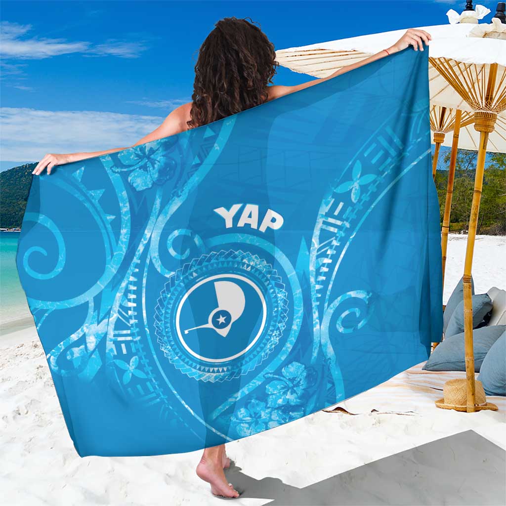FSM Yap Sarong Ocean Floral Pattern LT05 One Size 44 x 66 inches Blue - Polynesian Pride