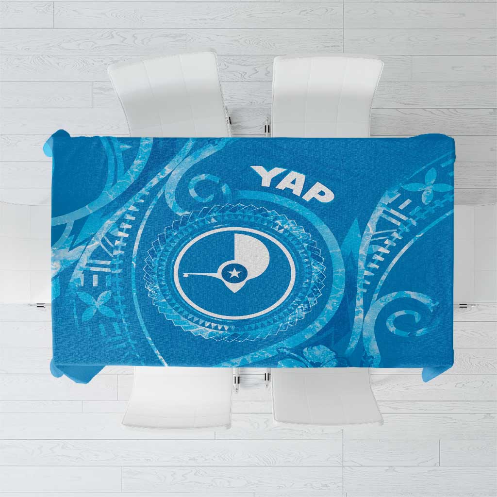 FSM Yap Tablecloth Ocean Floral Pattern LT05 Blue - Polynesian Pride