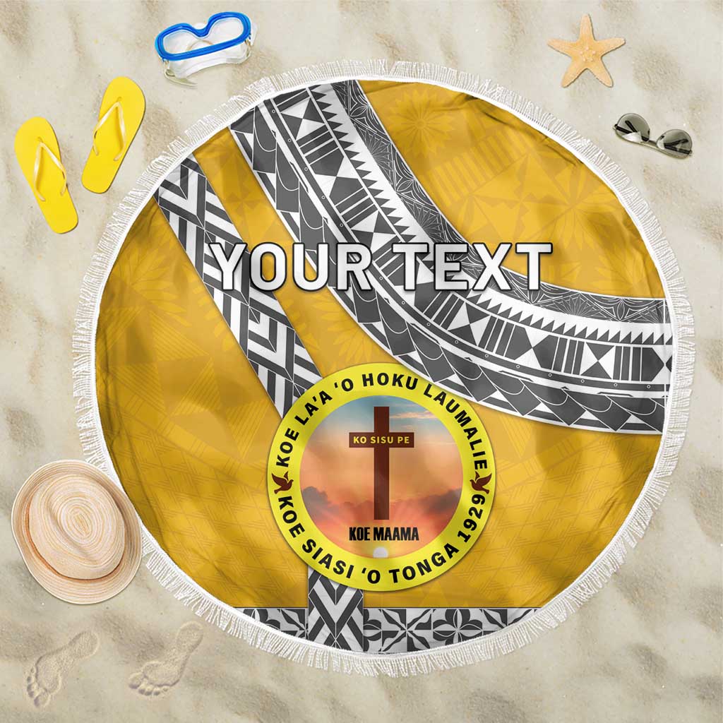 Personalised Anastasis College Beach Blanket Tonga Unique Style LT05 One Size 150cm Yellow - Polynesian Pride