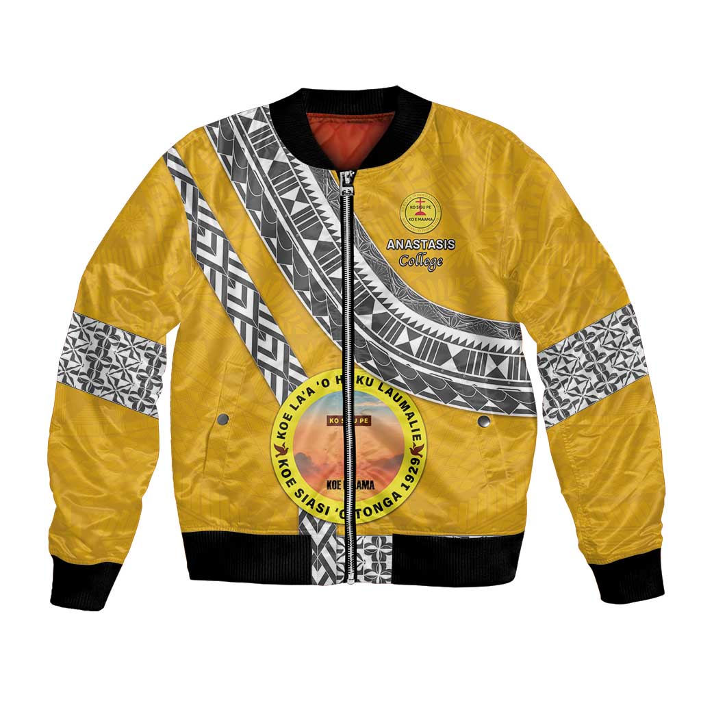 Personalised Anastasis College Bomber Jacket Tonga Unique Style LT05 Unisex Yellow - Polynesian Pride