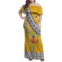 Personalised Anastasis College Family Matching Off Shoulder Maxi Dress and Hawaiian Shirt Tonga Unique Style - Polynesian Pride