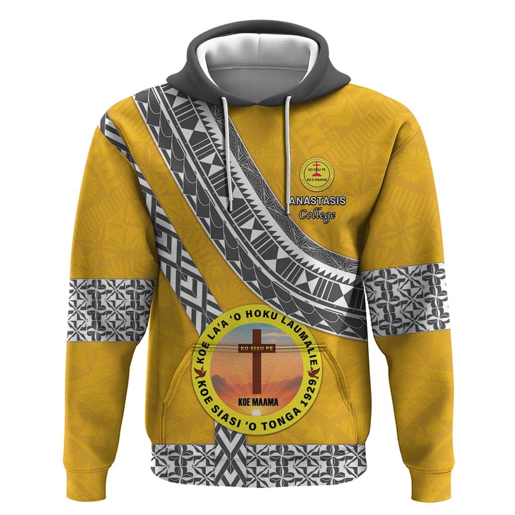 Personalised Anastasis College Hoodie Tonga Unique Style LT05 Pullover Hoodie Yellow - Polynesian Pride